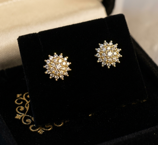 24k Gold Plated Sunburst Stud Earrings