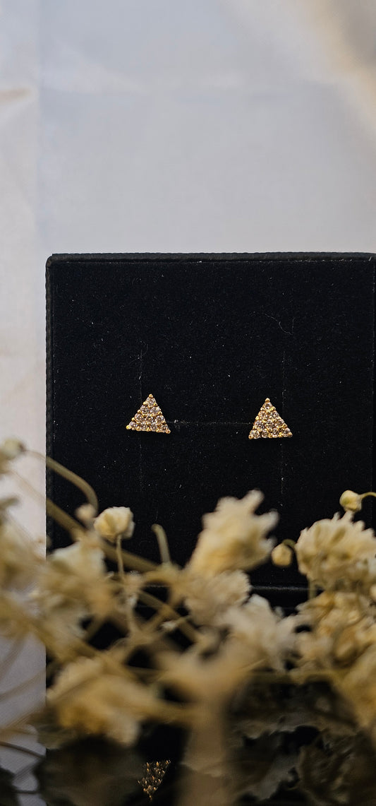 24k Gold Plated Mini Triangle Stud Earrings