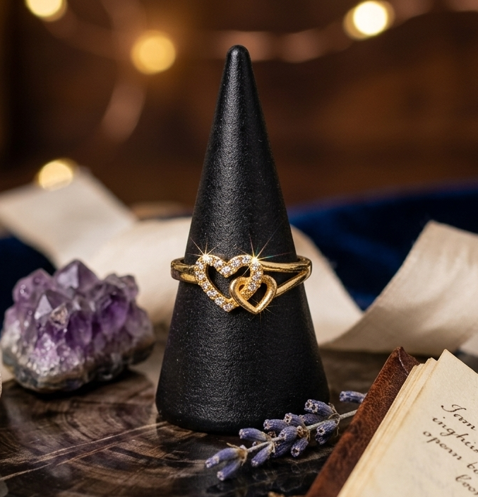 24k Gold Plated Interlocking Hearts Ring