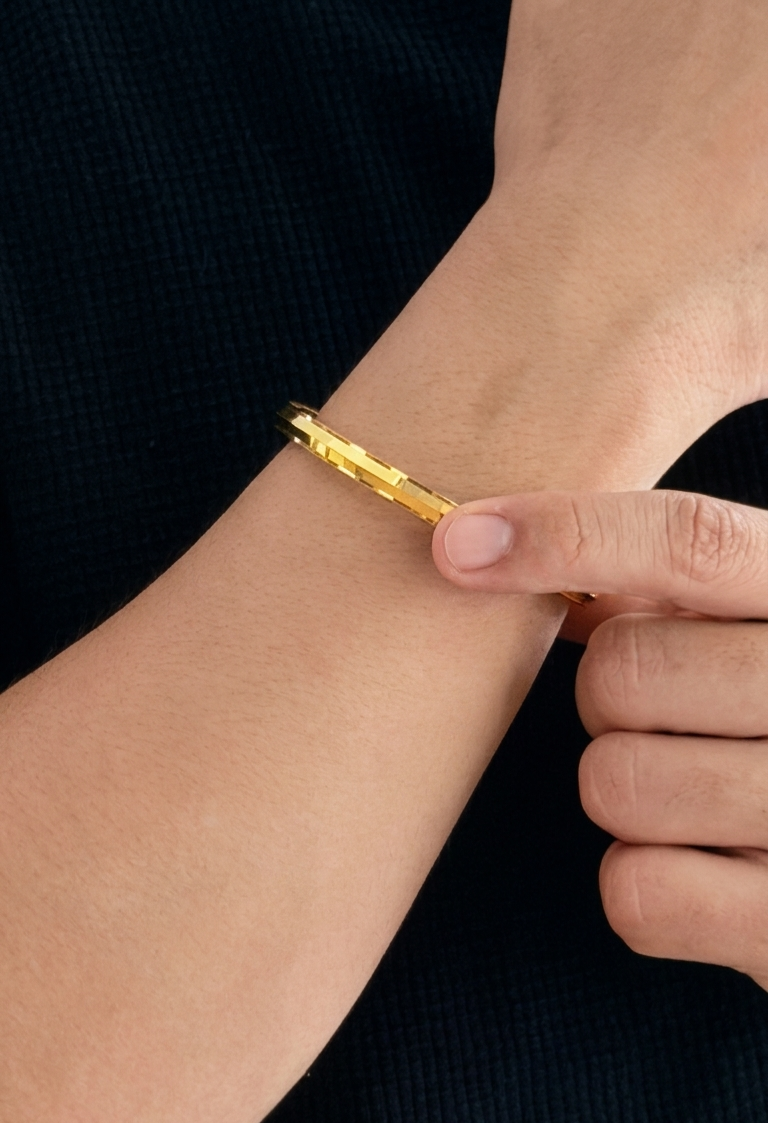 Men's 24K Gold Plated Faceted Bangle