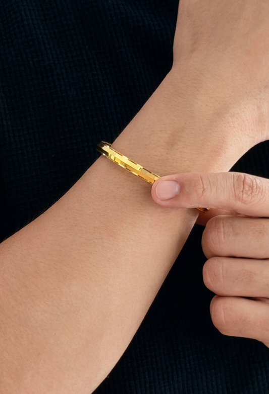 Men's 24K Gold Plated Faceted Bangle