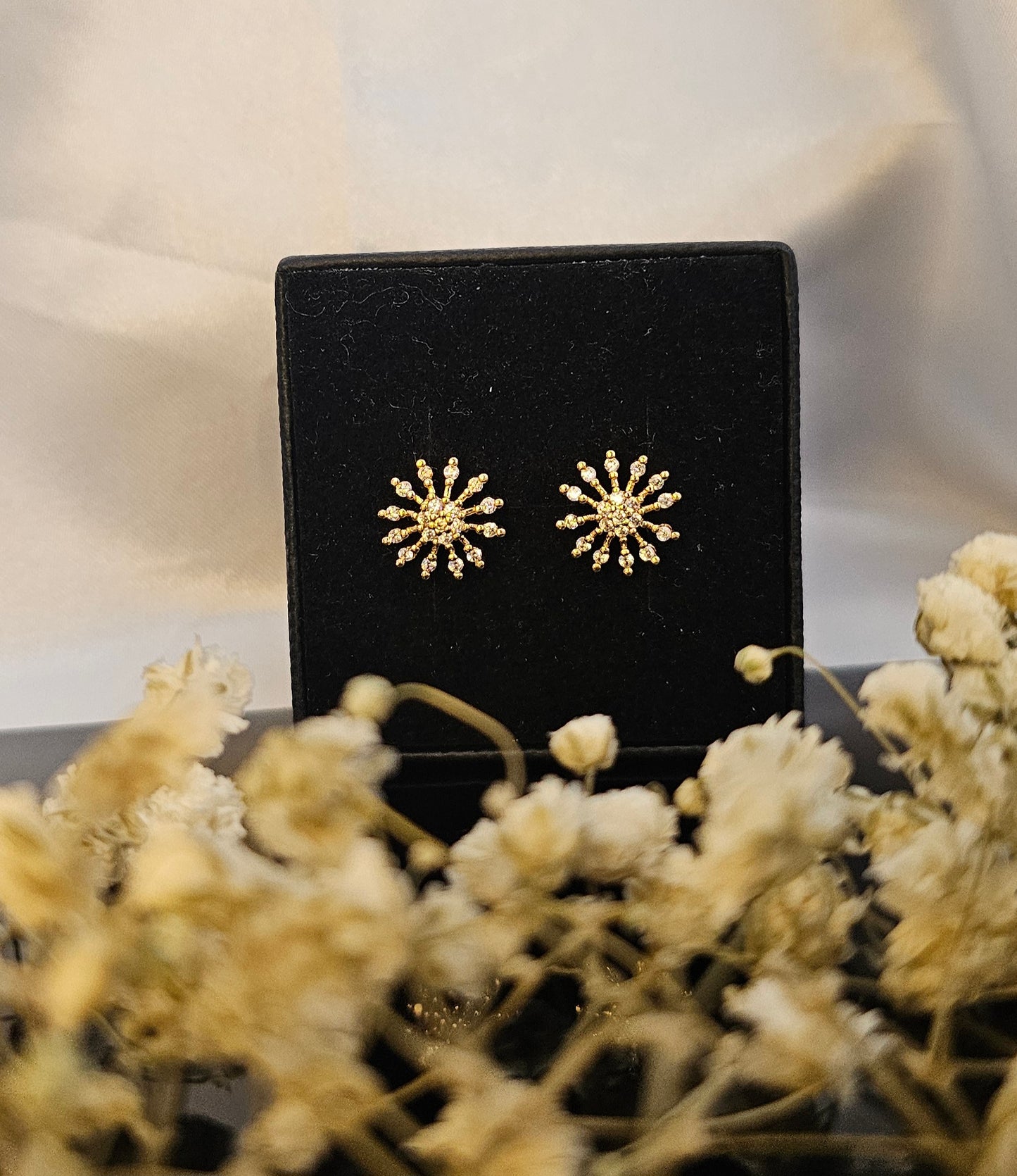 24K Gold Plated Celestial Sunburst Stud Earrings