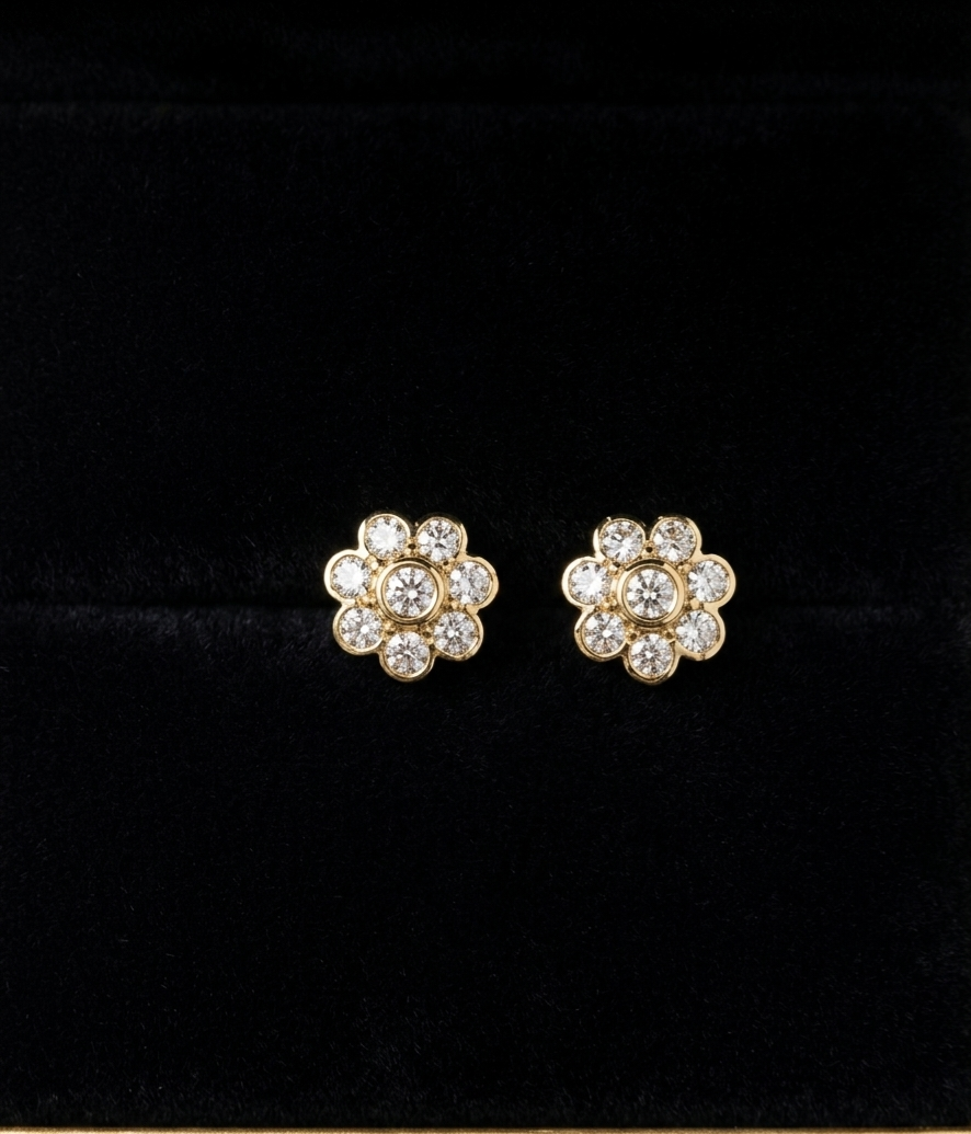 24k gold plated mini stud Midnight Bloom