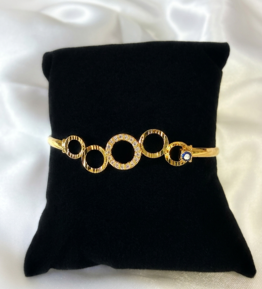 Stellar Circle 24k Gold Plated Bangle – Elegant Multi-Ring Design