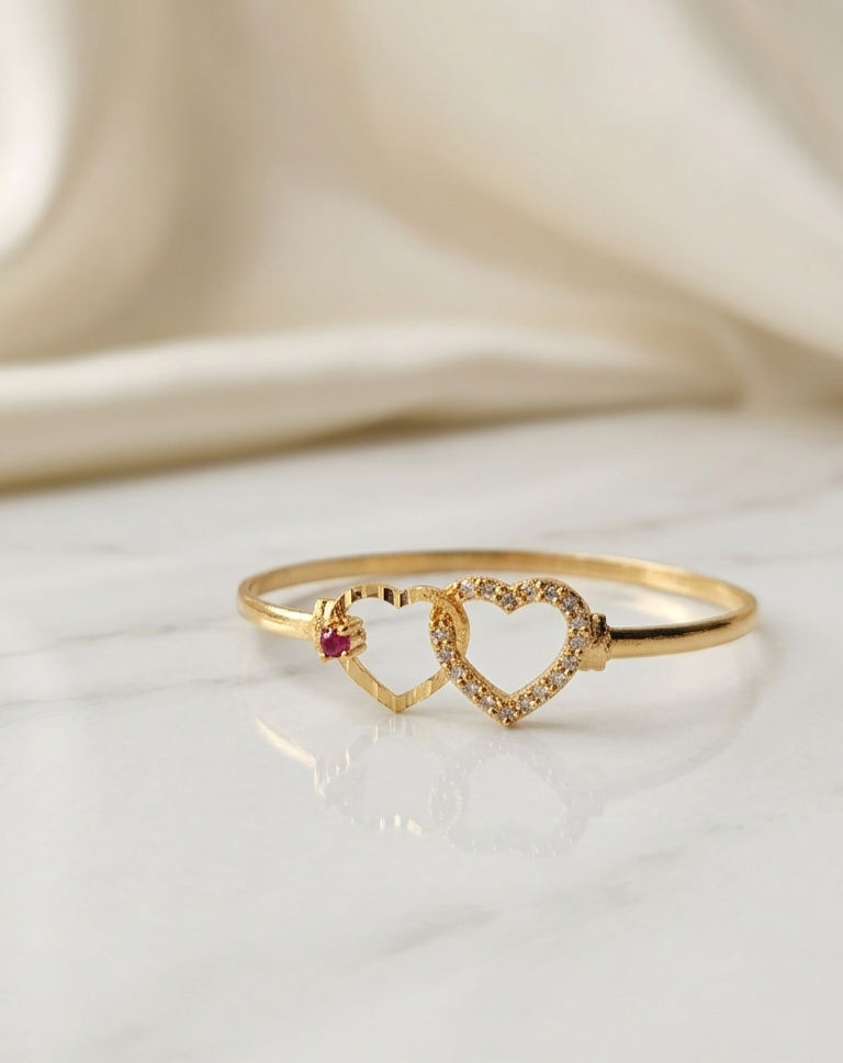Little Hearts 24k Gold Plated Adjustable Bangle – A Keepsake for Her(2-5 yrs)