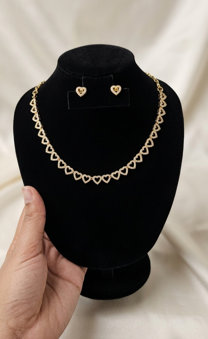 Elegant 24K Gold-Plated Open Heart Jewelry Set
