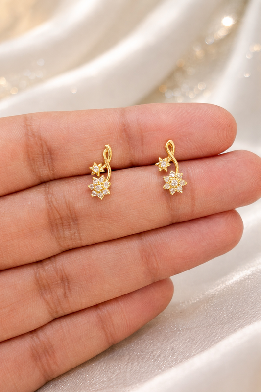 Golden Blossom 24K Gold-Plated Floral Drop Studs
