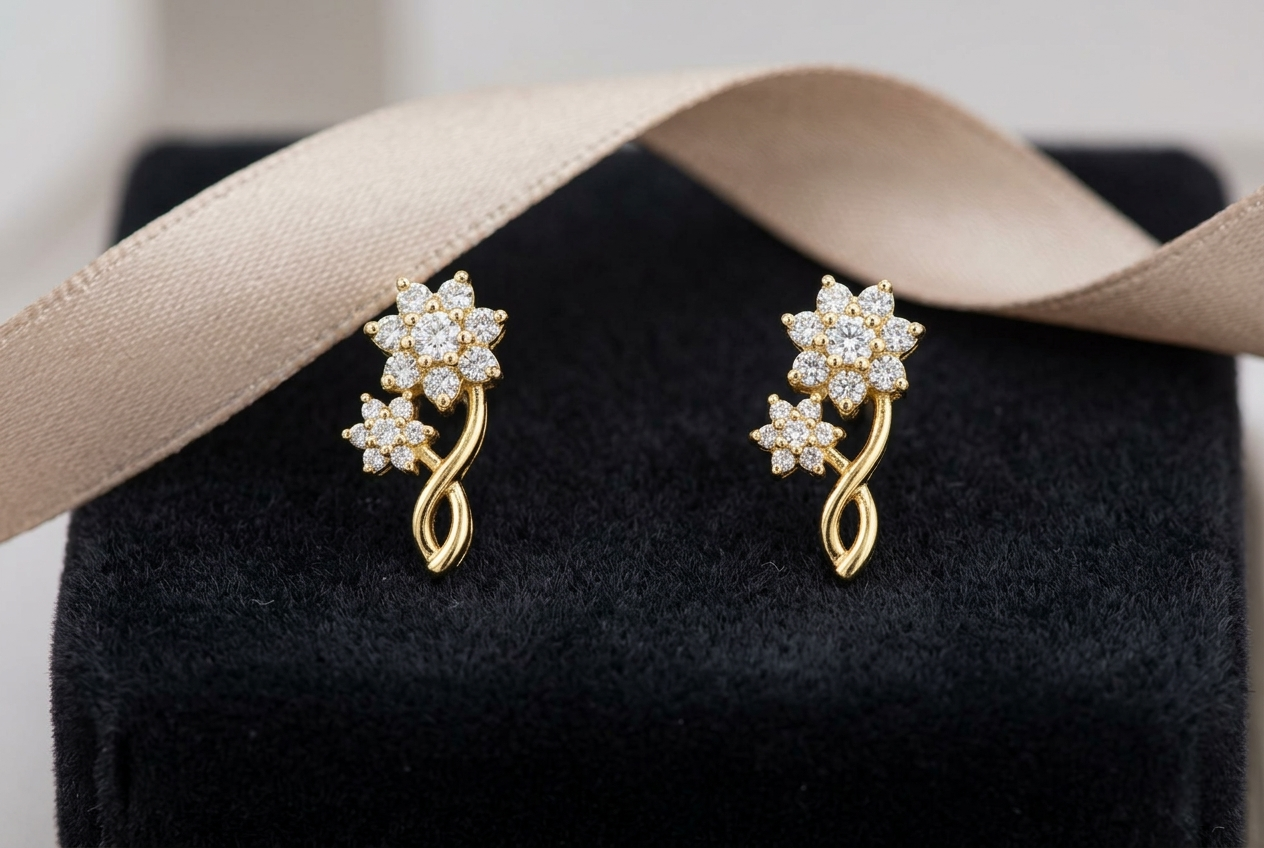 Golden Blossom 24K Gold-Plated Floral Drop Studs