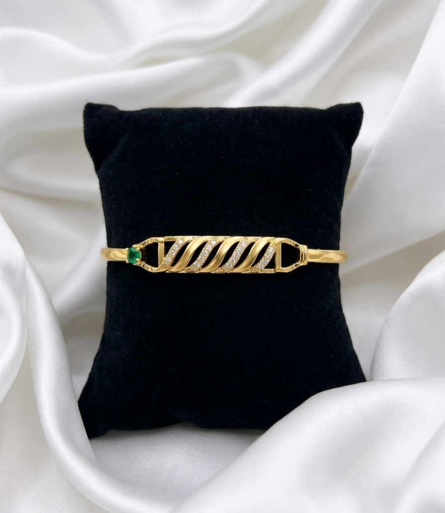 Serpentine Grace: 24k Gold Plated Filigree Bangle