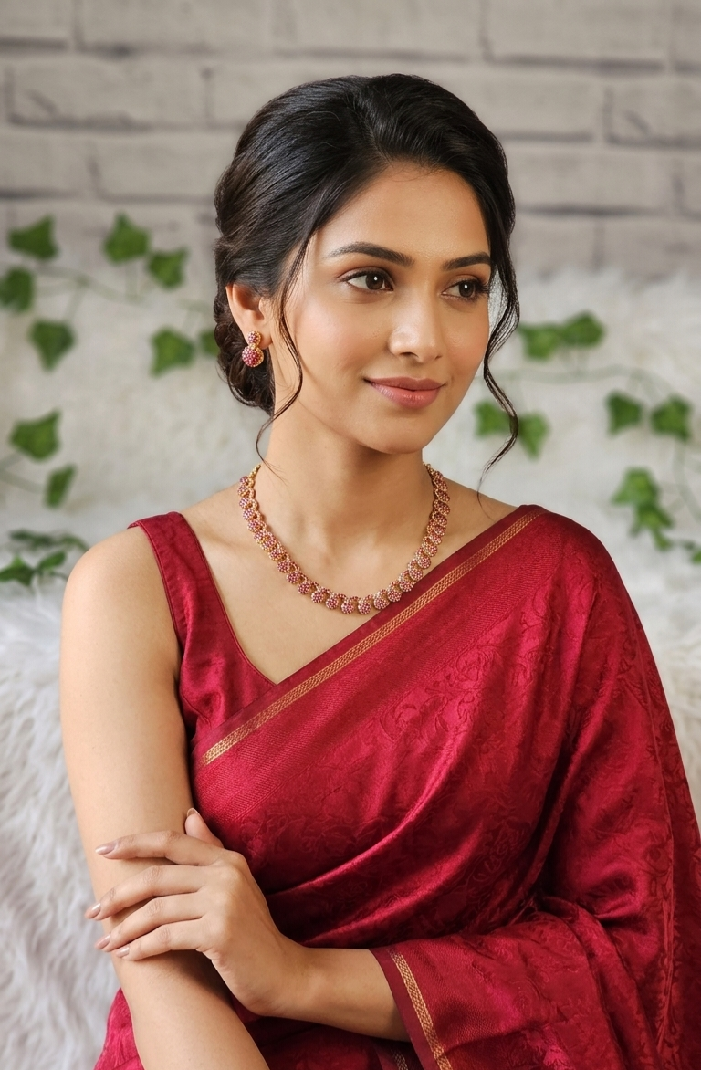 Royal Ruby 24K Gold Plated Necklace & Earring Set |