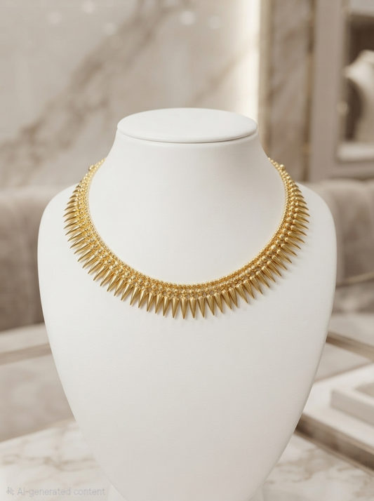 Exquisite 24K Gold-Plated Spike Statement Necklace | Onam Special Collection