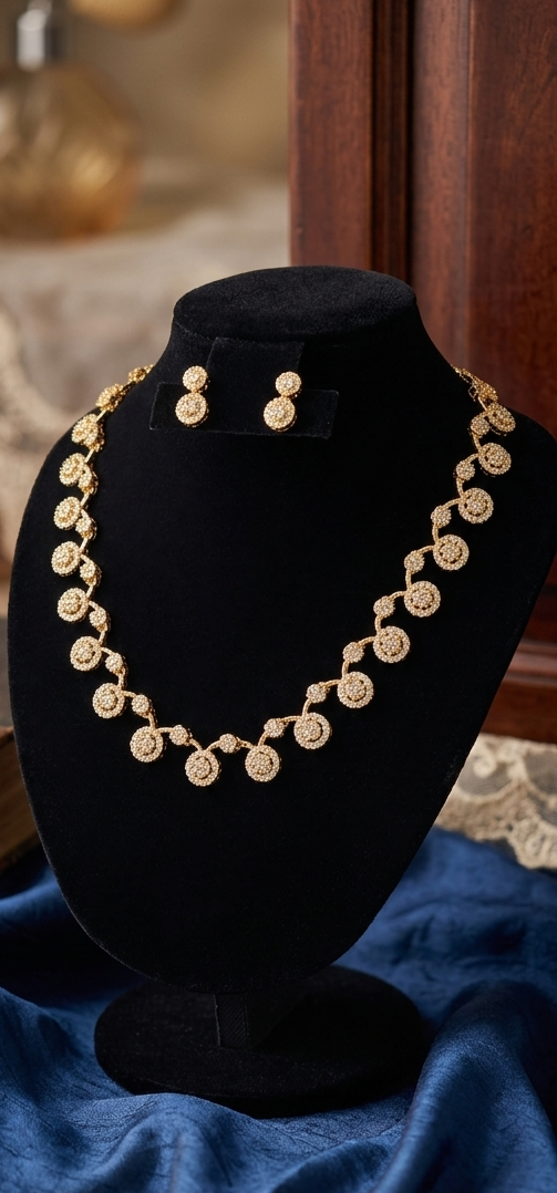 The Empress Circlet | 24K Gold Plated Artisan Necklace & Earring Set