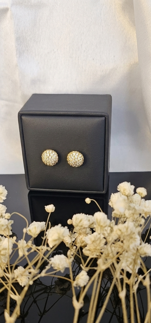 24K Gold Plated Pavé Dome Stud Earrings – Eternal Glow