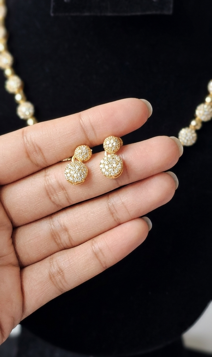 24K Gold-Plated Crystal Beaded Necklace & Earring Set