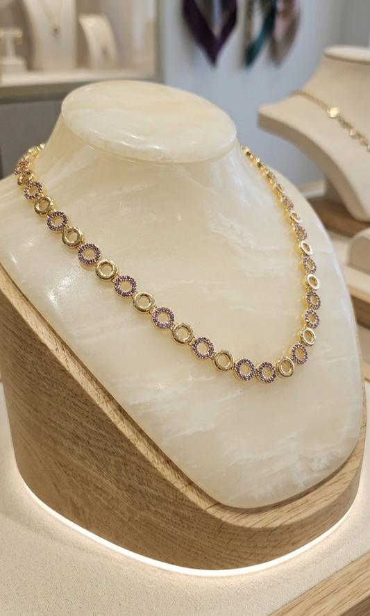 Elegant 24k Gold Plated Halo Necklace