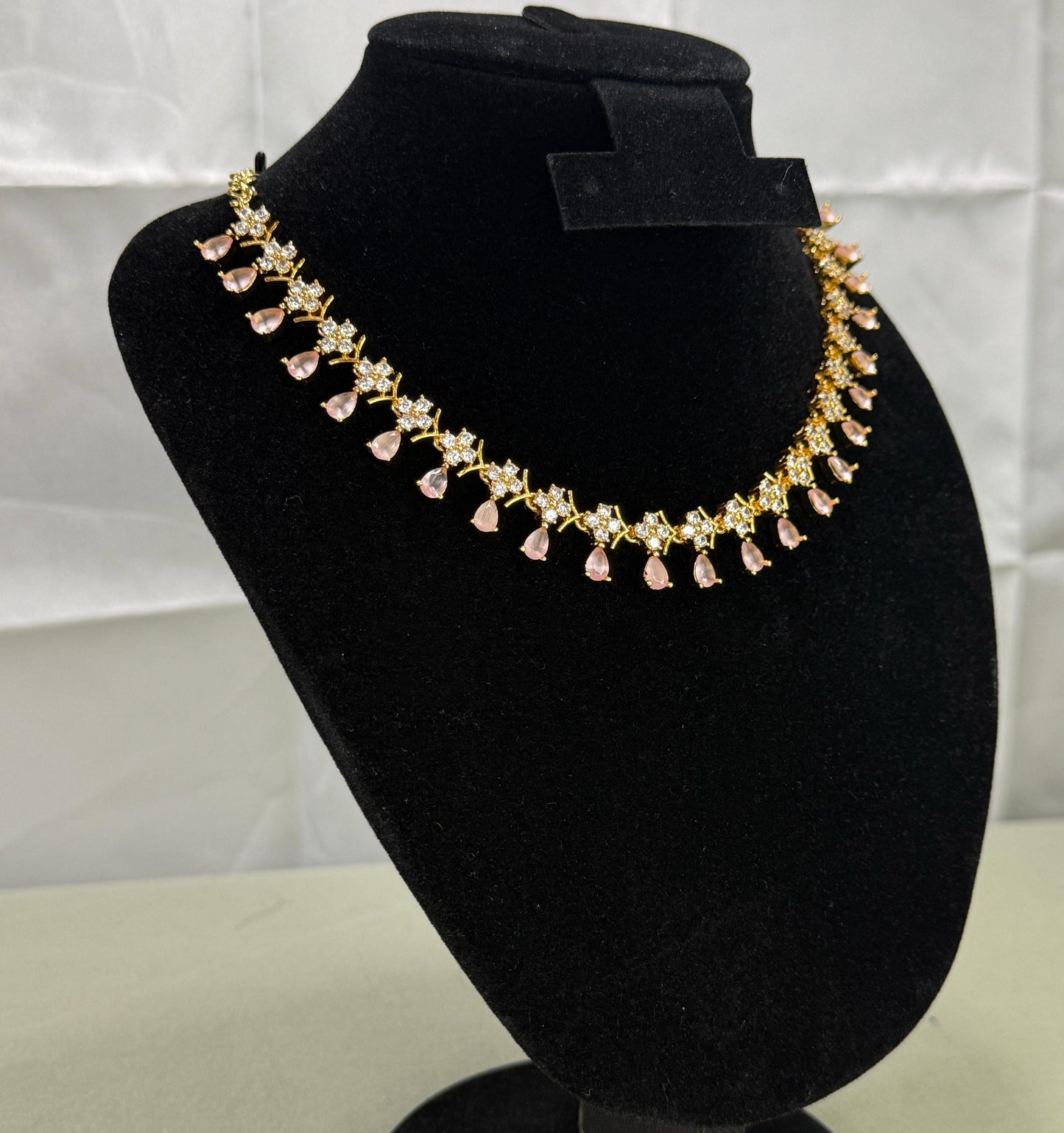 Blush Radiance Floral Drop Necklace Set