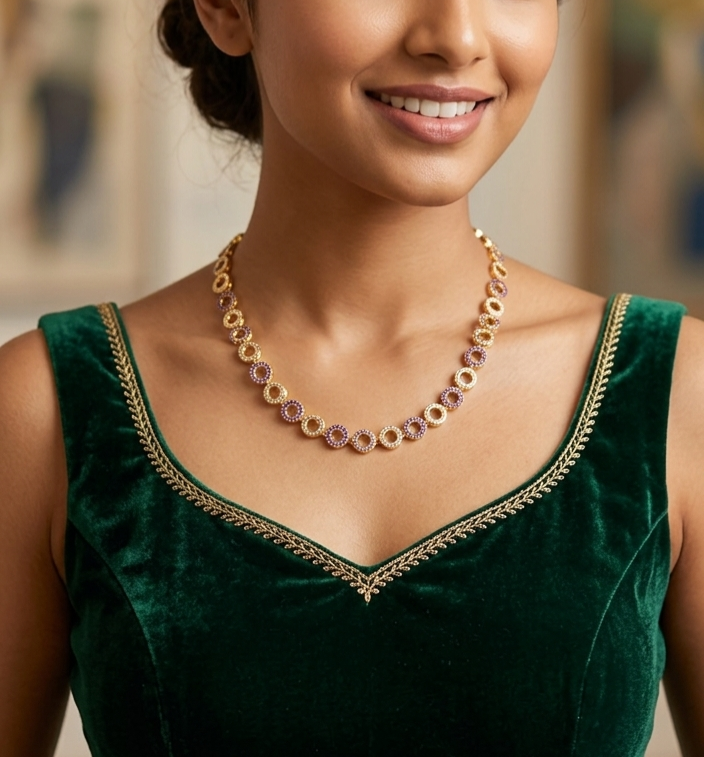 Elegant 24k Gold Plated Halo Necklace
