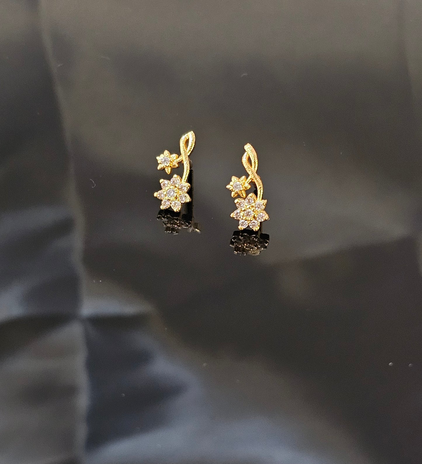 Golden Blossom 24K Gold-Plated Floral Drop Studs