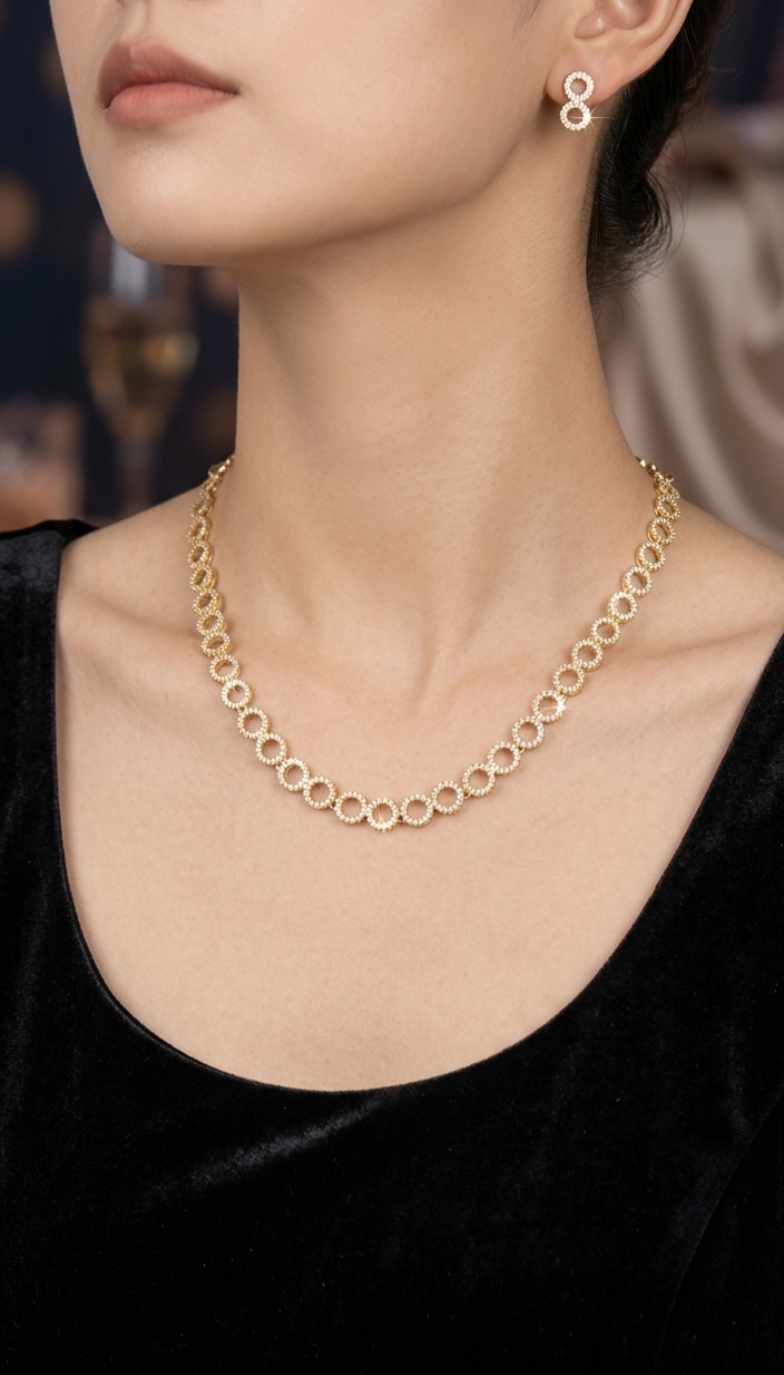 24K Gold Plated Eternal Circle Jewelry Set