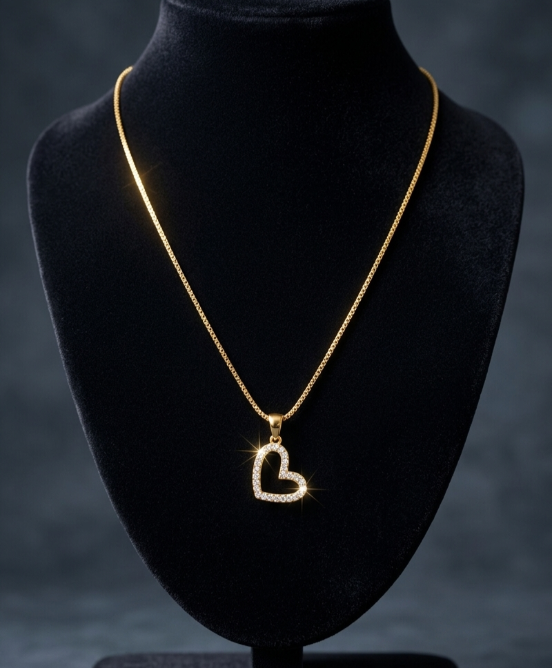 Eternal Radiance | 24K Gold Plated Sparkling Heart Pendant Necklace