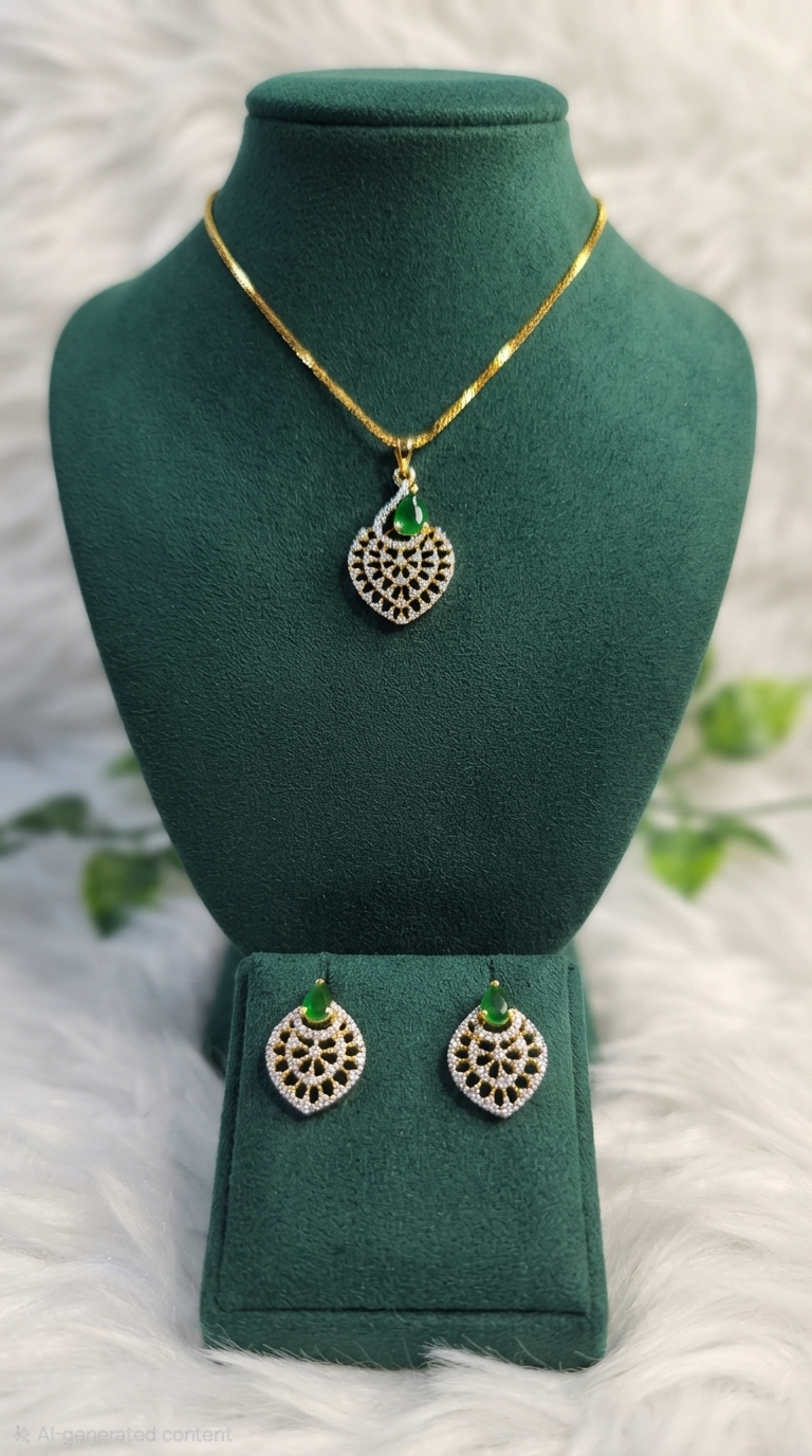 Luminous Teardrop Diamond Replica & 24k Gold-Plated Necklace Set