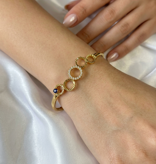 Stellar Circle 24k Gold Plated Bangle – Elegant Multi-Ring Design