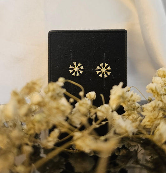 Sparkling Snowflake Studs | 24K Gold Plated Elegance