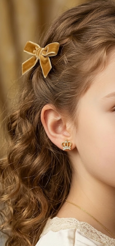 24k Gold Plated Mini Crown Stud Earrings